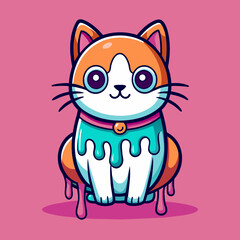Adorable Cat Design: Cute and Playful Feline Graphic for Trendy T-Shirt Print on Demand, Perfect for Cat Lovers and Casual Wear Enthusiasts