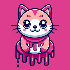 Adorable Cat Design: Cute and Playful Feline Graphic for Trendy T-Shirt Print on Demand, Perfect for Cat Lovers and Casual Wear Enthusiasts