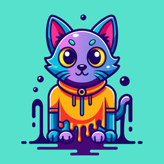 Adorable Cat Design: Cute and Playful Feline Graphic for Trendy T-Shirt Print on Demand, Perfect for Cat Lovers and Casual Wear Enthusiasts