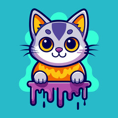 Adorable Cat Design: Cute and Playful Feline Graphic for Trendy T-Shirt Print on Demand, Perfect for Cat Lovers and Casual Wear Enthusiasts