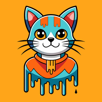 Adorable Cat Design: Cute and Playful Feline Graphic for Trendy T-Shirt Print on Demand, Perfect for Cat Lovers and Casual Wear Enthusiasts