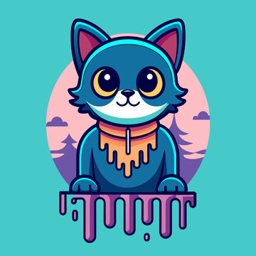 Adorable Cat Design: Cute and Playful Feline Graphic for Trendy T-Shirt Print on Demand, Perfect for Cat Lovers and Casual Wear Enthusiasts