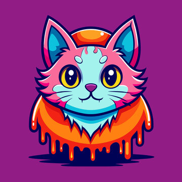 Adorable Cat Design: Cute and Playful Feline Graphic for Trendy T-Shirt Print on Demand, Perfect for Cat Lovers and Casual Wear Enthusiasts