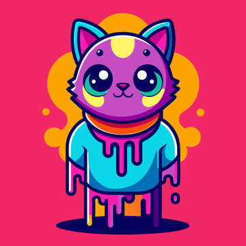 Adorable Cat Design: Cute and Playful Feline Graphic for Trendy T-Shirt Print on Demand, Perfect for Cat Lovers and Casual Wear Enthusiasts