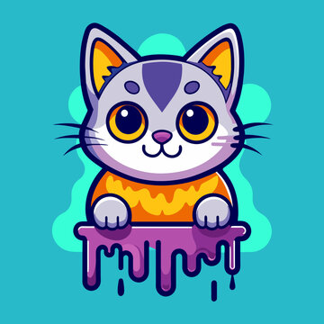 Adorable Cat Design: Cute and Playful Feline Graphic for Trendy T-Shirt Print on Demand, Perfect for Cat Lovers and Casual Wear Enthusiasts