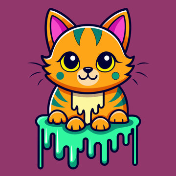 Adorable Cat Design: Cute and Playful Feline Graphic for Trendy T-Shirt Print on Demand, Perfect for Cat Lovers and Casual Wear Enthusiasts