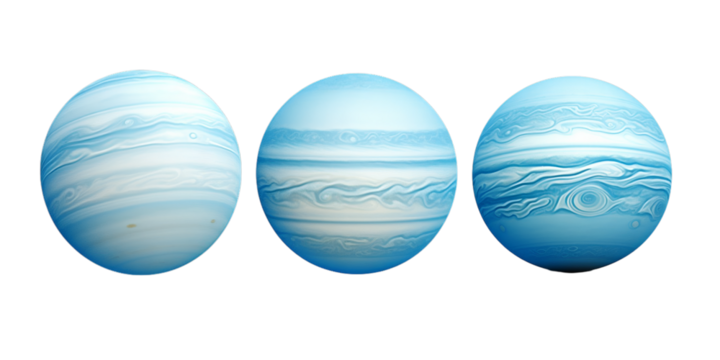 Collection of Uranus isolated on a white background as transparent PNG