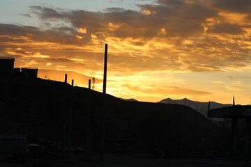 Fiery sunrise in the morning