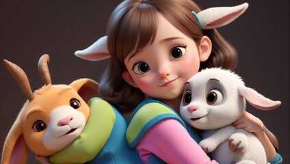 Adorable 3D and Digital Art Featuring Cute Characters and Hugs