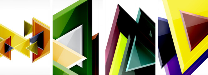 Triangle composition poster background set for wallpaper, business card, cover, poster, banner, brochure, header, website