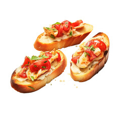 Tomato Crostini on transparent background