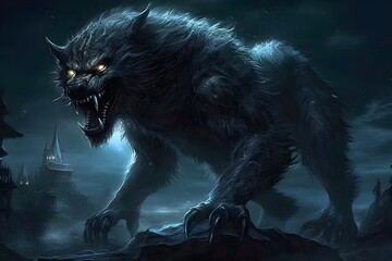Nighttime werewolf monster