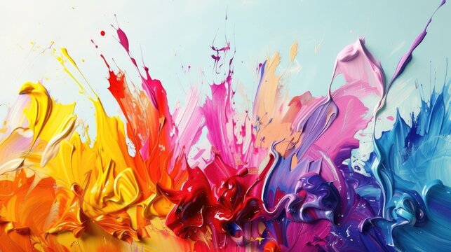 Vibrant abstract background of paint splashes, modern and contemporary design. Multilayered surfaces