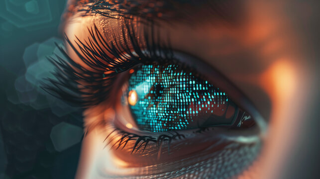Digital Eye Concept with Binary Code Reflection