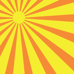 Sunburst retro sun rays yellow background. Abstract summer sunny. Vintage radial texture with background.
