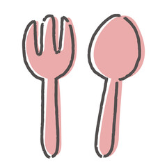 やさしい手書きのスプーンとフォーク