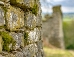 Old time stone wall with moss