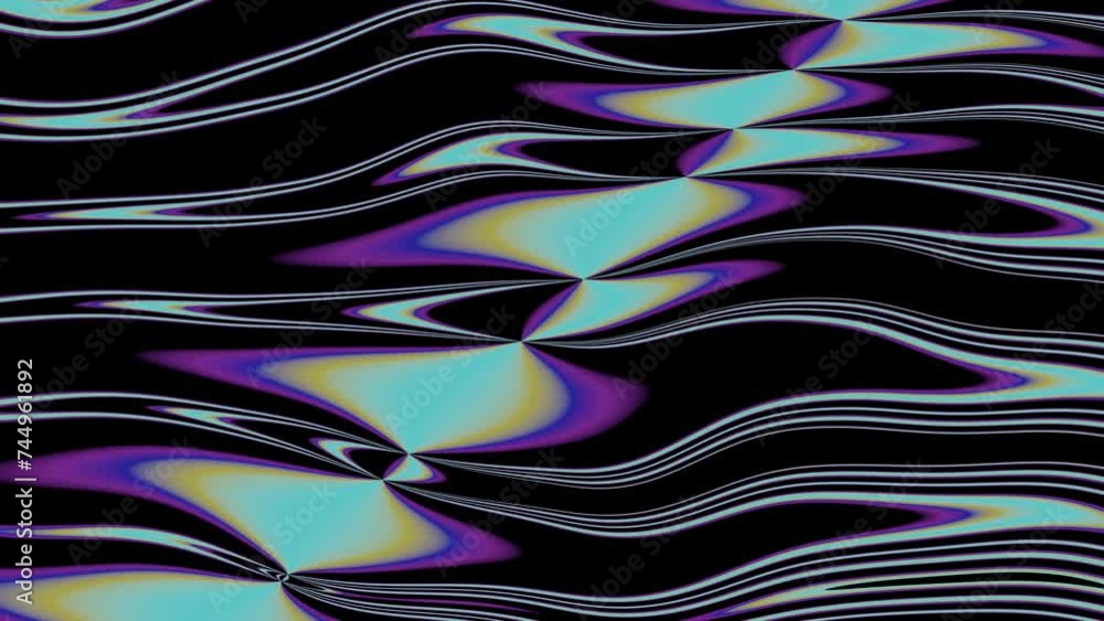 Poster animated 3d rendered seamless looped background waves of blue and purple colors clash and intertwine
