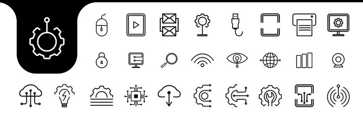 gear minimal line collection icon design vector