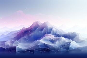 Polygonal Mountain Range in Pastel Dawn Light. 