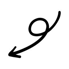 Curved arrow hand drawn doodle vector black