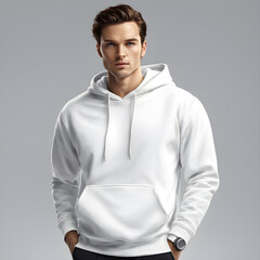 a man using white hoodie