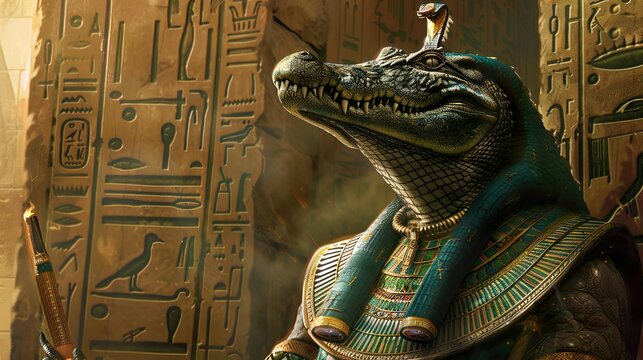 sobek's visage: divine protector of the nile