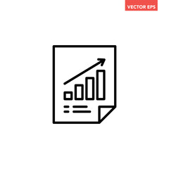 Black single financial statement line icon, simple business report flat design vector pictogram, infographic interface elements for app logo web button ui ux isolated on white background