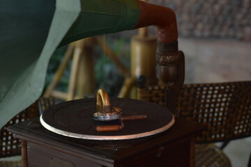 Fototapeta na wymiar Gramophone, old fashioned record player