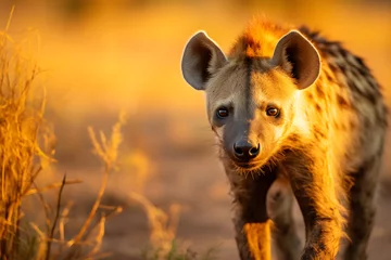 Gordijnen Master of Survival - The Lone Hyena in the Wild, A Study of Strength and Adaptation © Aiden