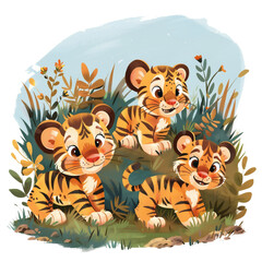 Naklejka premium ilustration tiger in jungle