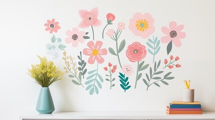 DIY Floral Wall Decals - obrazy, fototapety, plakaty
