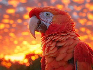Exotic tropical macaw bird