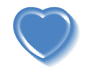 Blue heart shape with halftone dotted illustration, vector file