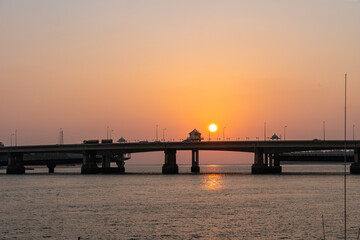 scenery sunset at Sarasin bridge. the bridge is the most important in making businesses .from...