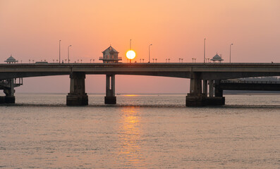 scenery sunset at Sarasin bridge. the bridge is the most important in making businesses .from...