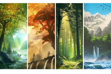 Lush Nature Background with Vibrant Greenery. Serene Landscape for Relaxation.