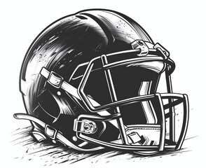 Monochrome American Football Helmet Illustration