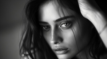 Fototapeta premium Black and white portrait of a girl