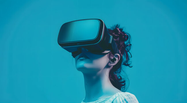 Interacting with virtual reality, Specialist researcher doctor wearing virtual reality goggles during neuroscience experiment in biochemistry hospital laboratory.