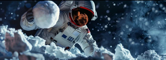 Rolgordijnen nasa astronaut making a snowball © boyhey