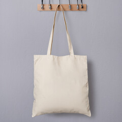 white tote bag hanging