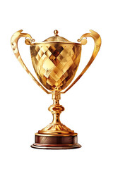 Fototapeta na wymiar Gold trophy on a transparent background. Winner cup gold sign. Hyperrealistic Highly Detailed