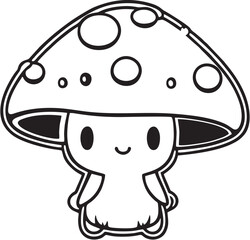 cartoon kawaii mushroom 004 monochrome
