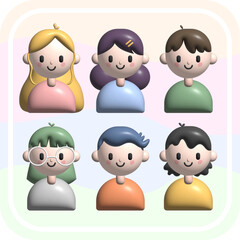 set of 3D charactors