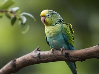 Green macaw bird on a branch