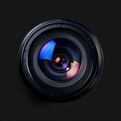 Camera logo with a focus on the lens