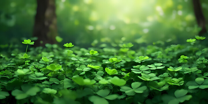 Patrick's day,  Forest Foliage: Green leaves texture in nature's garden, vibrant with summer freshness, adorning the forest floor