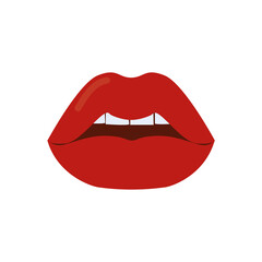 Sexy red lips isolated. 