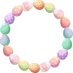 Easter wreath with flowers and eggs for greeting card